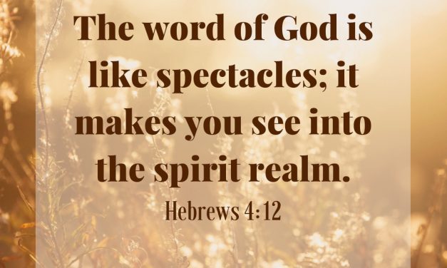 The word of God is like spectacles; it makes you see into the spirit realm.